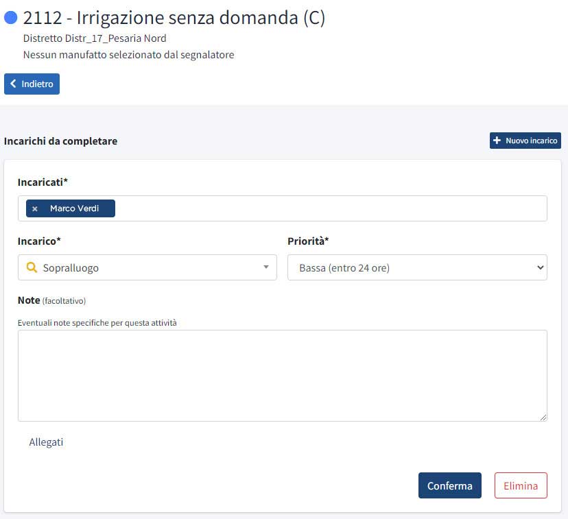 Screen Irrigazione senza domanda